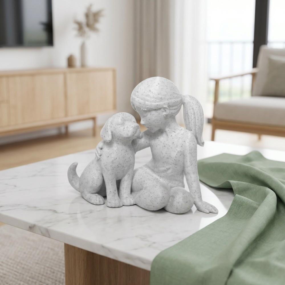 Cute Desktop Dog Figurine Creative Nordic-Style Ornaments Gifts Girl And Dog Statues Desktop Use