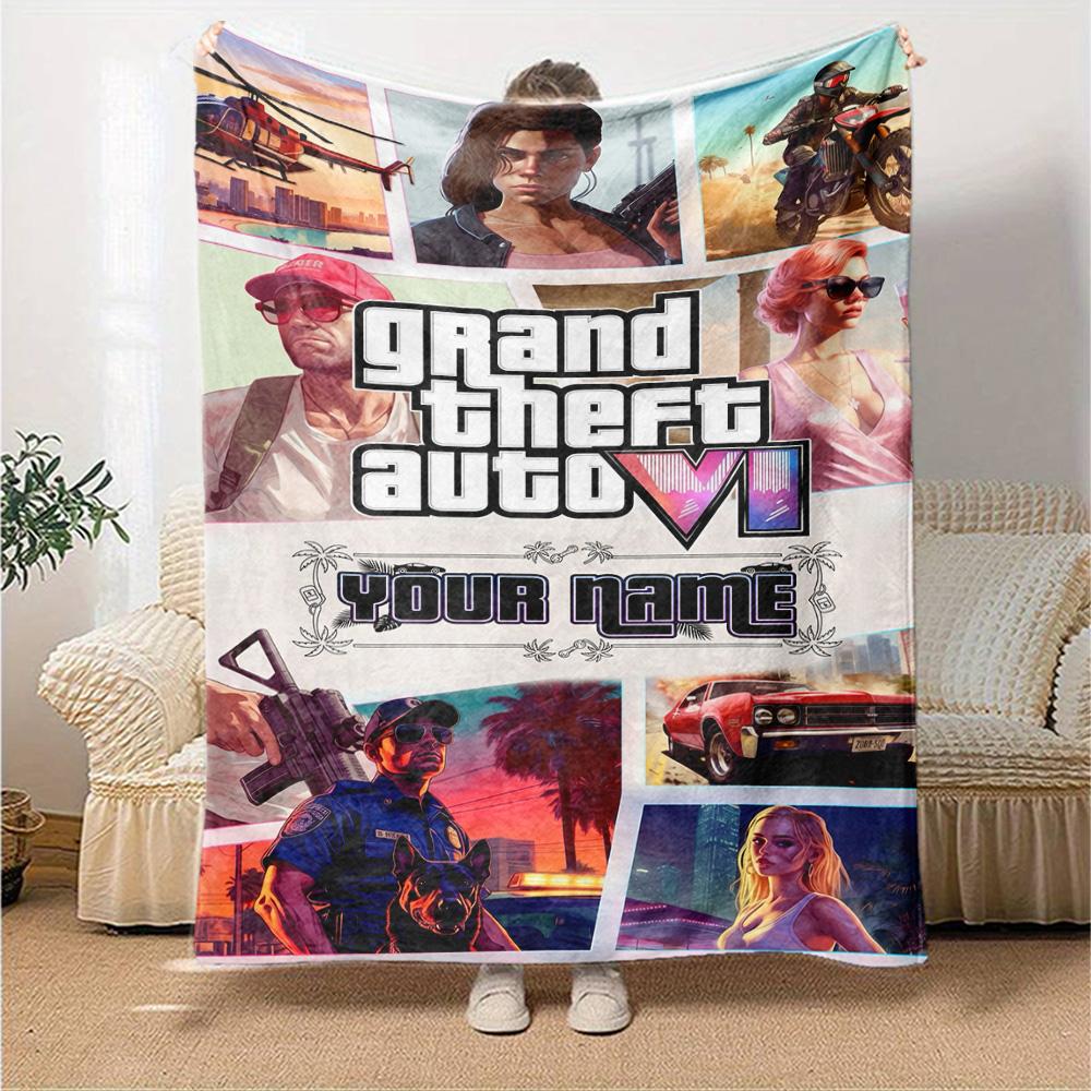 Gta Customize Your Name Blanket Cozy Customizable Blanket Comfortable Suitable for Chair Office Seaside Bed Ideal for All Seasons