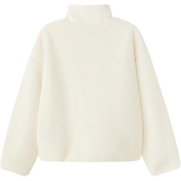 Skechers Outdoor Series Casual Warm Solid Color Stand Collar Spliced Cotton Jacket Women Jacket Eggshell L424W010-00V7