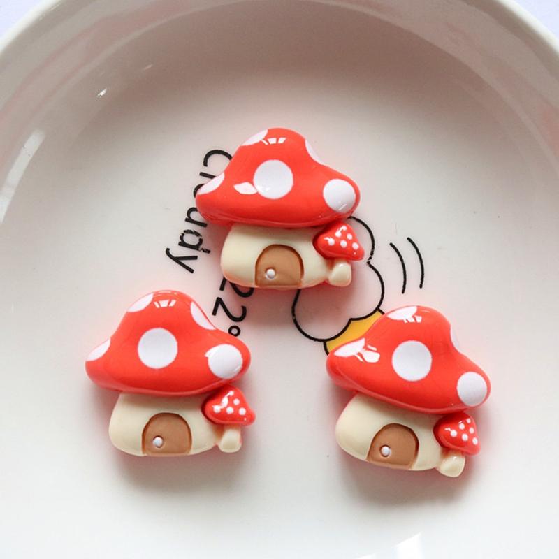 10Pcs New Cute Fruit Trees, Mushrooms, Flowers Series Resin Flatback Ornament Jewelry Making Manicure Hairwear Accessorie