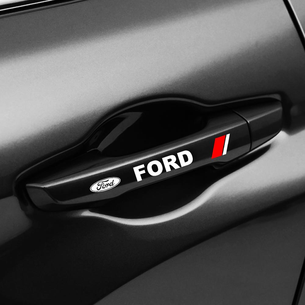 TRR600-4PCS Car Door Handle Emblem Decals Wheel Rims Body Decoration Stickers For Ford Focus Fiesta Ranger Mondeo S-MAX Kuga Mustang