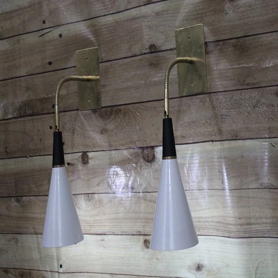Set of 2 BSCICCOSO Bendable Arm Brass Wall Light Mid Century Modern White and BLack Wall Lamp