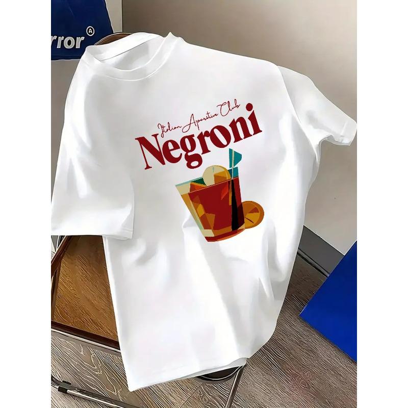 Comfortable Short-Sleeved T-Shirt for Summer Featuring a Negroni Design from The Italian Aperitif Club