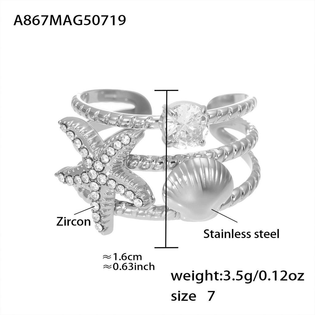 Qiong Yao 18k Gold-Plated Zircon Octopus Starfish Ring - Fashionable and Durable Index Finger Jewelry
