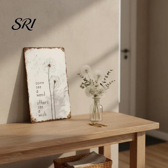 Living Room Dandelion Sign Metal Wall Decoration Vintage Rusty Wish Theme Decor Art Indoor Outdoor Home Office Decorative