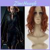 Peruca Curta Cacheada Sintética Cosplay Luxuosa Viúva Negra Natasha Romanoff Para Perfeição Máxima do Traje