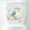 Bird Flower Toilet Sticker Removable Self-adhesive Waterproof PVC Living Room Wall Art Bathroom Toilet Lid Decoration Decal