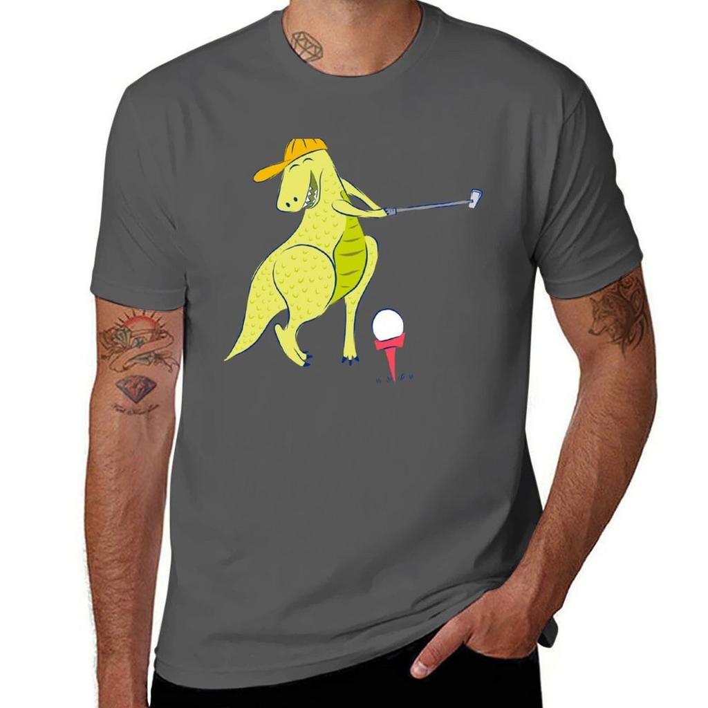 Happy Golfing Dinosaur Tshirt Big And Tall Casual Tshirt