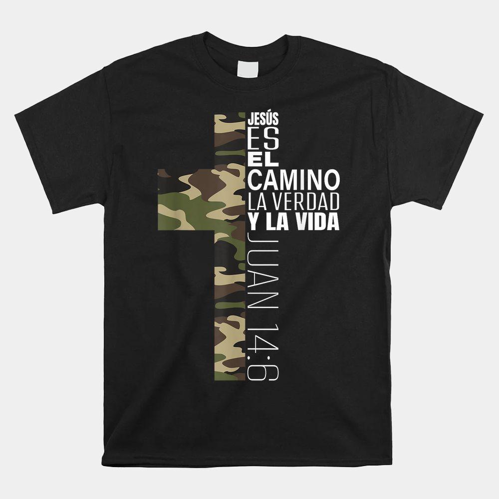 Jesus Christian Spanish Gifts Men Religious Verse Camo Cross Shirt Unisex T-Shirt S