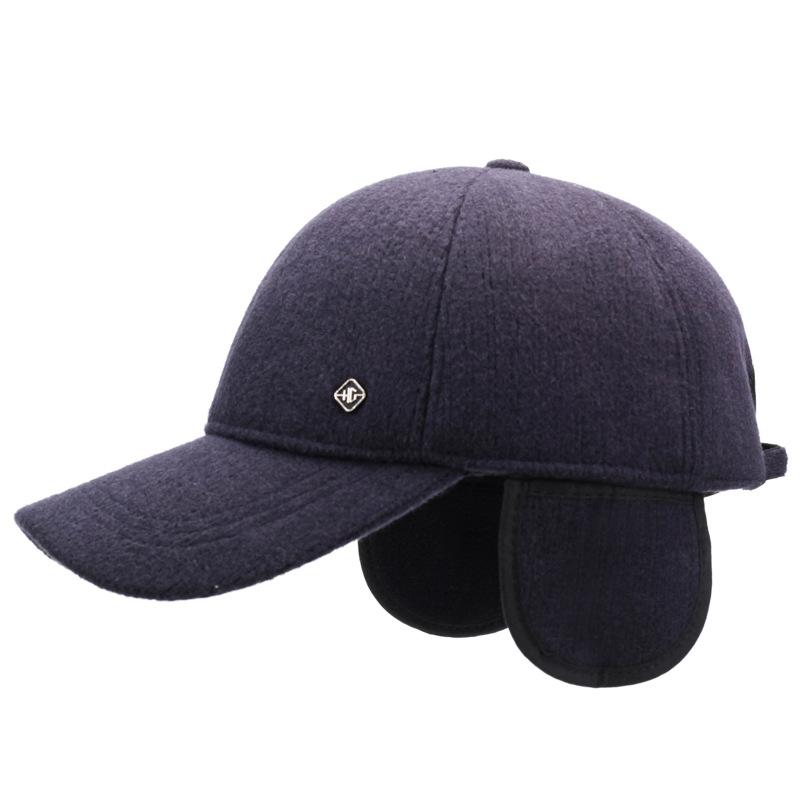 Hat Men's Winter Velvet Ear Protection Warm Cap for Middle-Aged and Elderly Father Outdoor Cold-Proof Baseball Cotton Cap