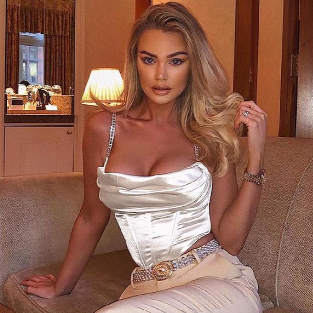 Diamond Chain Sling Female Slim Solid Color Corset Sexy Sleeveless Vest Top Female In Europe and America