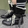 Niche hunting series boxing boots women's new retro medium tube fashion boots genuine leather boots
