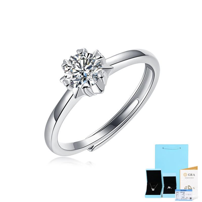 

Комплект Bague Ringen S925 с муассанитом 0,5-3 карата, креативное женское кольцо на тему снежной звезды Includes Gift Box Certificate（0.5ct） белый