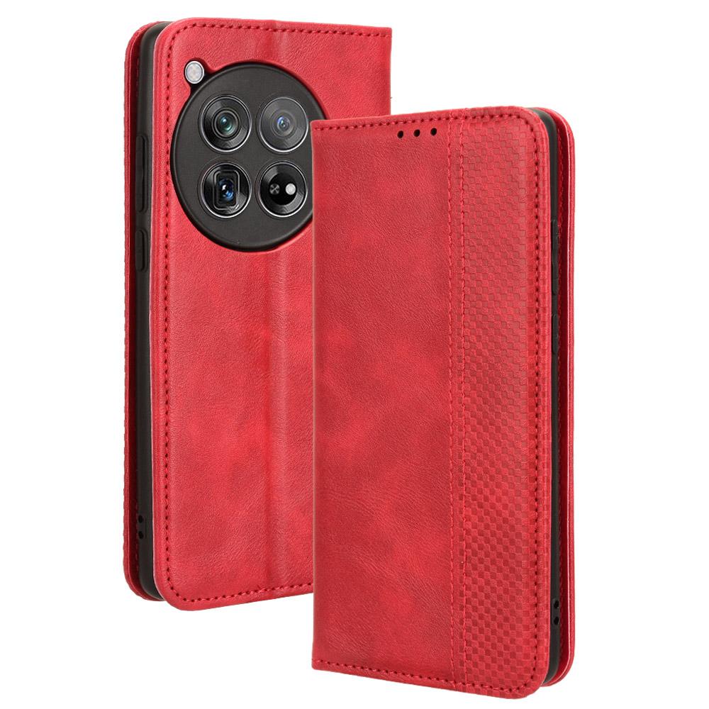 For OnePlus Ace 3 5G/12R 5G Retro Leather Case Magnetic Closing Phone Wallet Cover