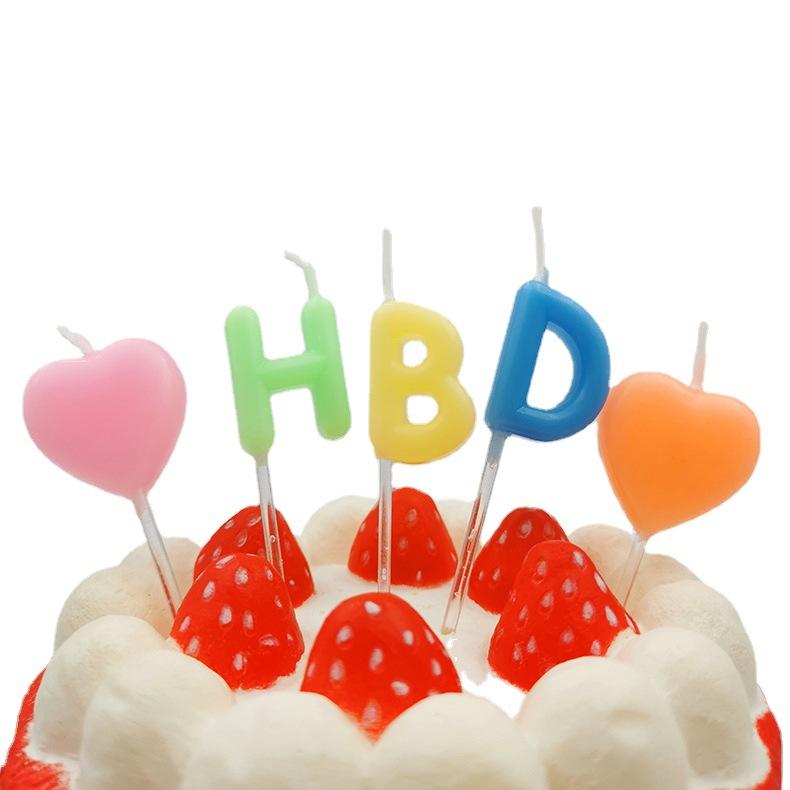 Love Birthday Candle Cake Decoration Macaron Color Birthday Letter Candle Creative Colorful Birthday Cake Candle