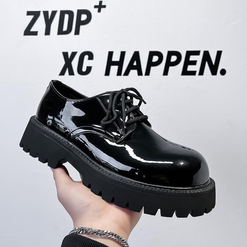 

Autumn leather shoes men s glossy casual big head Mickey Derby harbor style suit British wide feet platform shoes 9267-A 38