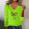 Women's Cute Sweatshirt Knitted Fashion Casual V-neck Long-sleeved  Cozy Print Top