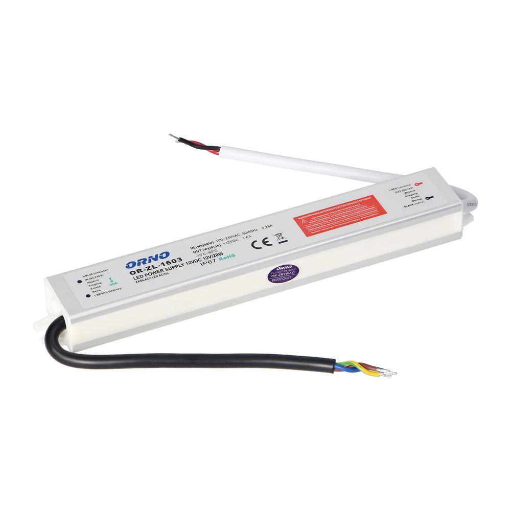 Zasilacz Led Płaski 20W 12V Dc Ip67 - Or-Zl-1603