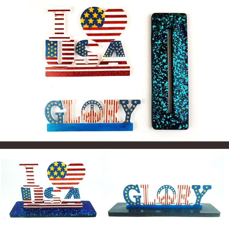 Love Flag Decoration Epoxy Mold Diy American Independence Day Desktop Ornaments Silicone Mold Resin Crafts for Gifts