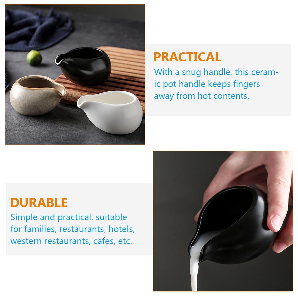 Ceramic Coffee Milk Kettle Nordic Style Syrup Jug for Hot Drinks Anti Bottom Mini Pitcher for Home Restaurant Cafe Black