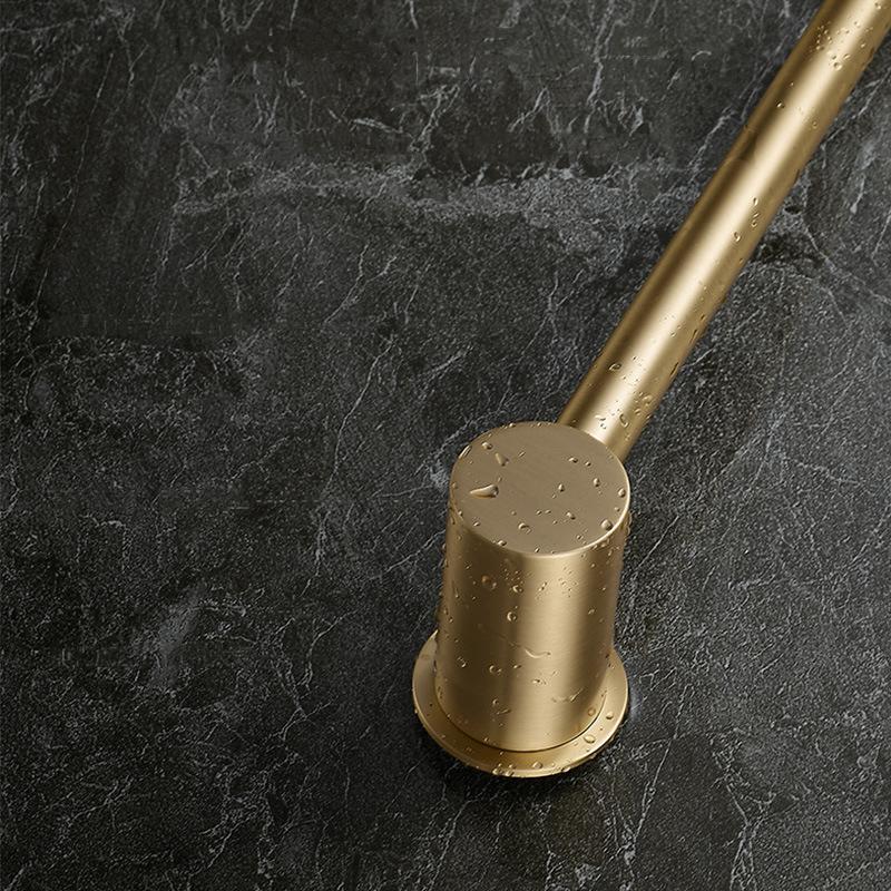 Copper Metal Towel Rod Without Punching Toilet Towel Rack Bold Towel Ring Bathroom Light Luxury Bath Towel Rack Towel Single Rod