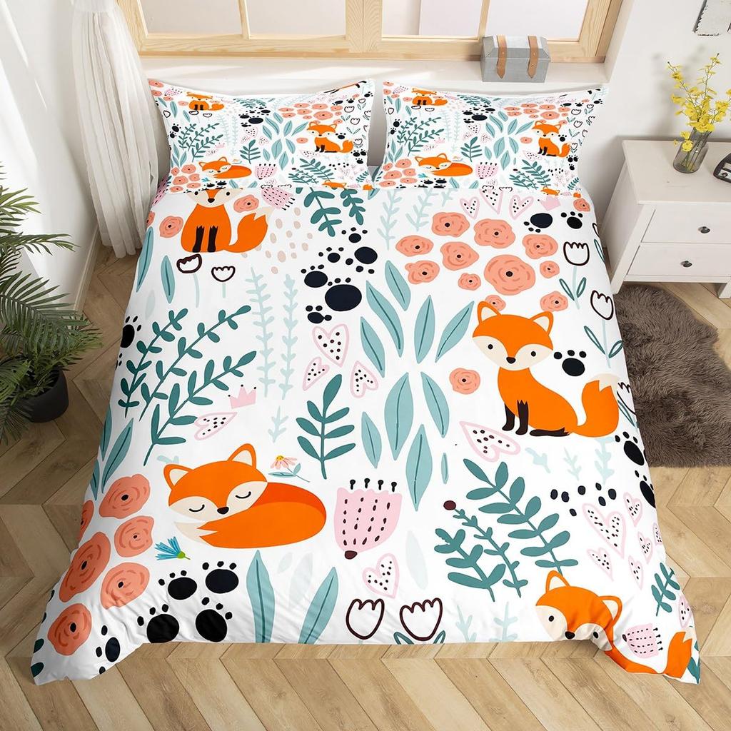 Fox Duvet Cover Sets For Kids Teens Quilt Covers Lightweight Down Room Decor Queen King Size 2 Pillowcase 1 Duvet Cover No Quilt