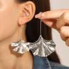 Long Ginkgo Leaf Alloy Texture Leaf Earrings Earrings Exaggerated And Personalized Fashion Trending Ear Hooks Women