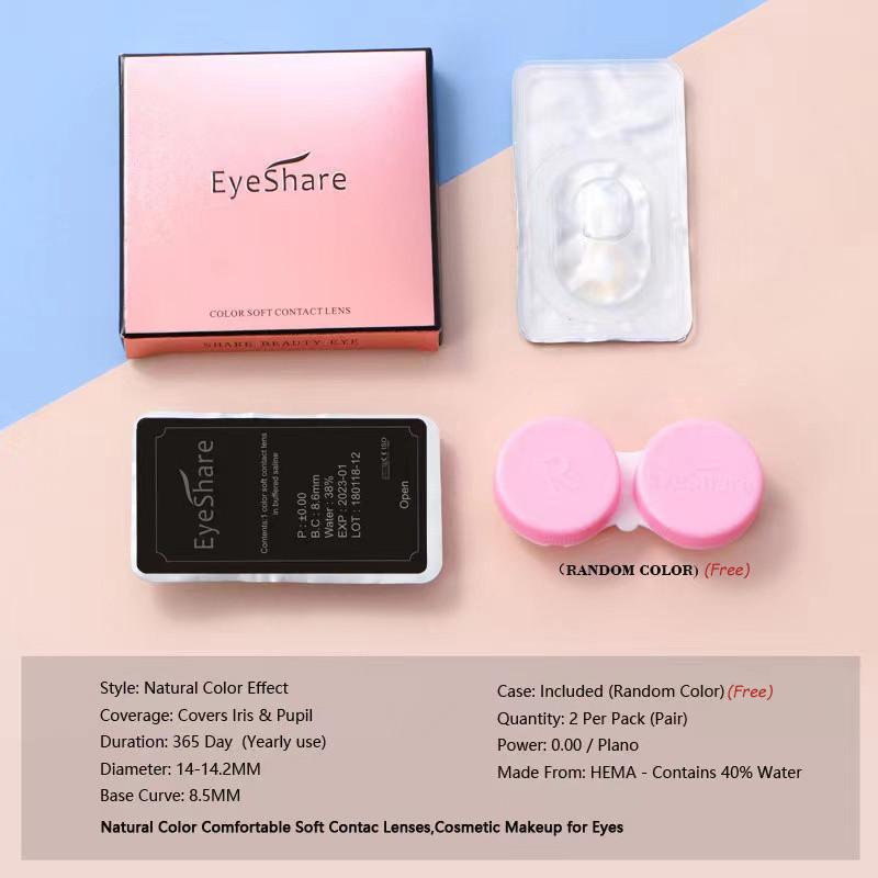 Eyeshare 2pcs Eye Contact Lens Chocolate Contact Lenses Color Natural for Daily Wear Yearly Lenses