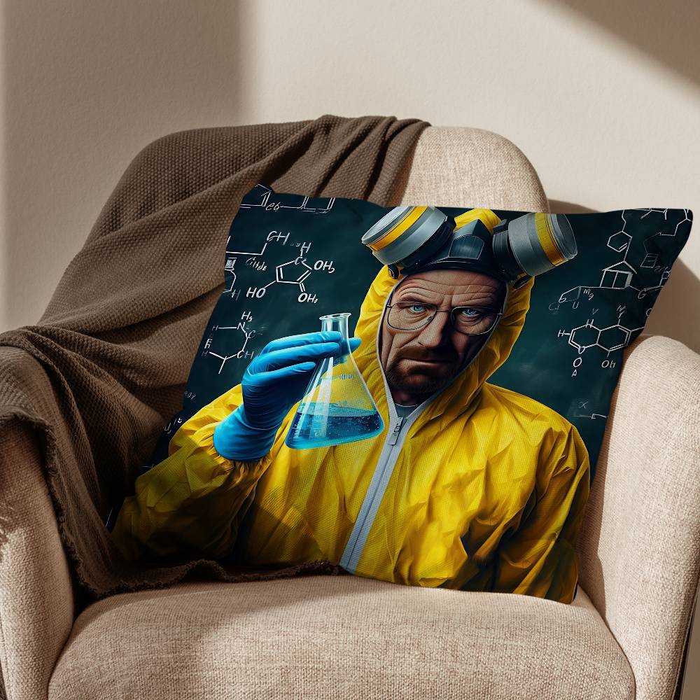 Cool Walter White Breaking Bad Pillow Case Square DoubleSided Printing Short Plush Sofa Cushion Cover Bedroom Bedside Pillow