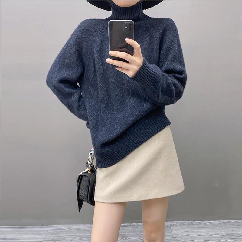 Suéter Feminino Qinghe 100% Caxemira Pura - Pulôver de Inverno de Luxo Ultramacio