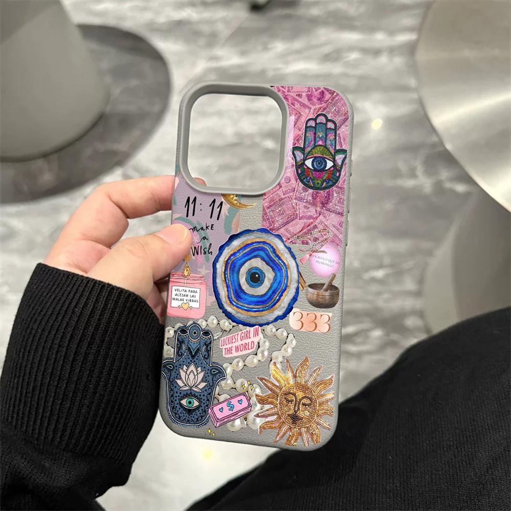 Hamsa Hand Böser Blick Collage Handyhülle Für iPhone 17 16 15 14 13 12 11 Pro Max 13 Mini 16e 17 Air Weiche Hülle Coque