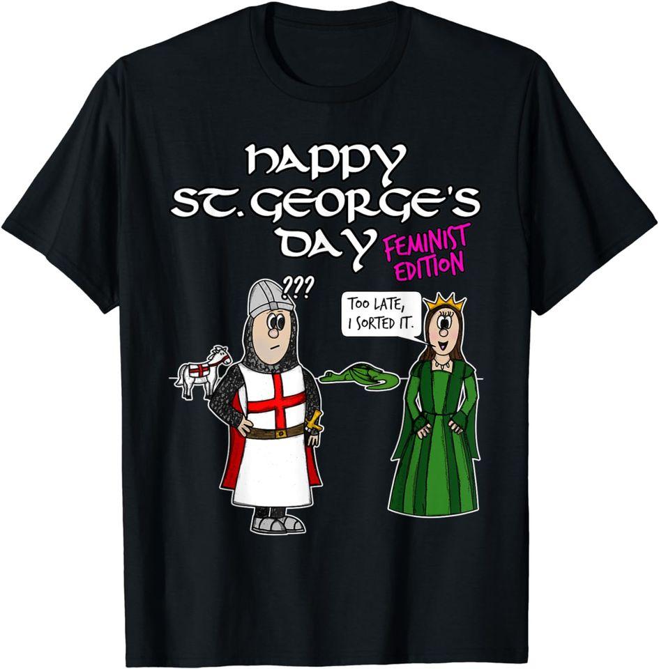 

День Святого Георгия Георгий Дракон Принцесса Феминистское издание Забавная футболка Классическая футболка 4XL