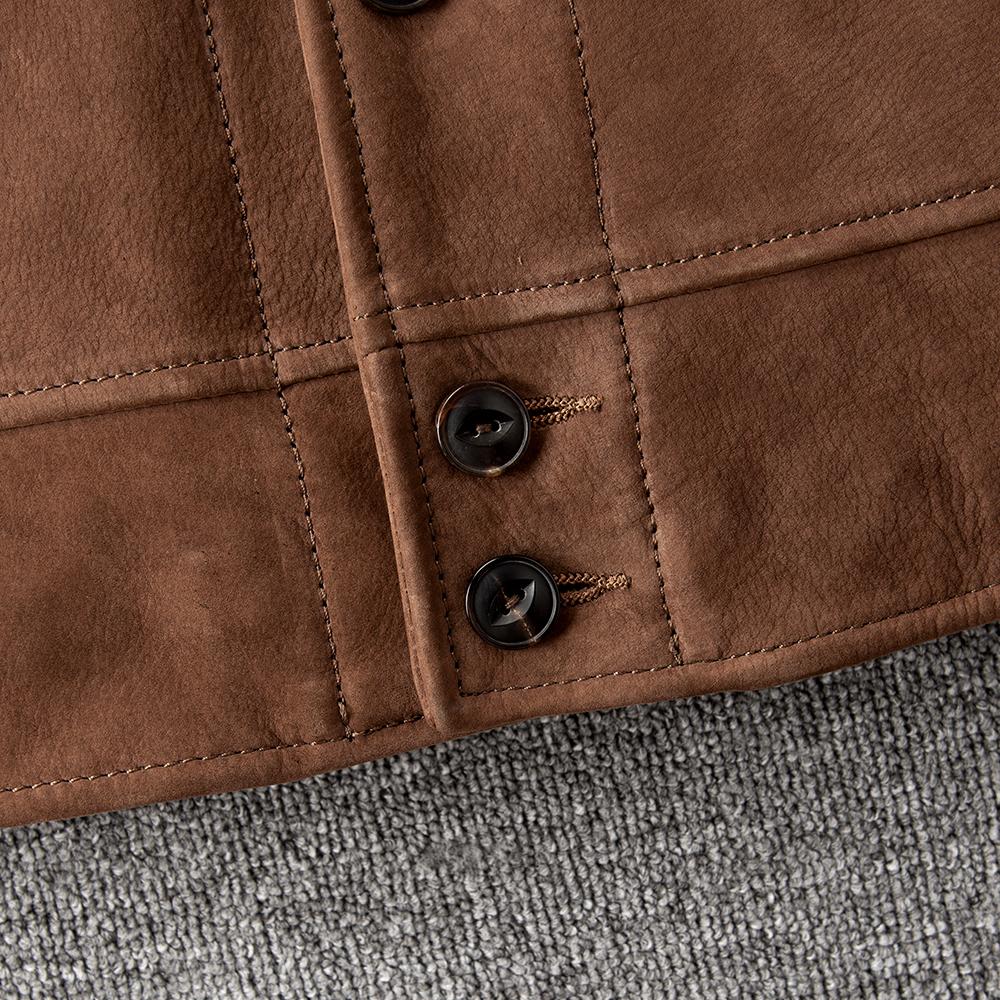 Brown Uncoated Natural Cow Leather Jackets Men Genuine Cowhide Leather Einstein Coat Slim Fit Jacket Man Business Clothes Autumn