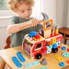 Montessori Holzfeuerwehrauto - Schraubmutter Demontage Montage Werkzeug Auto, STEM Spielzeug für Kleinkinder zur Entwicklung der Feinmotorik