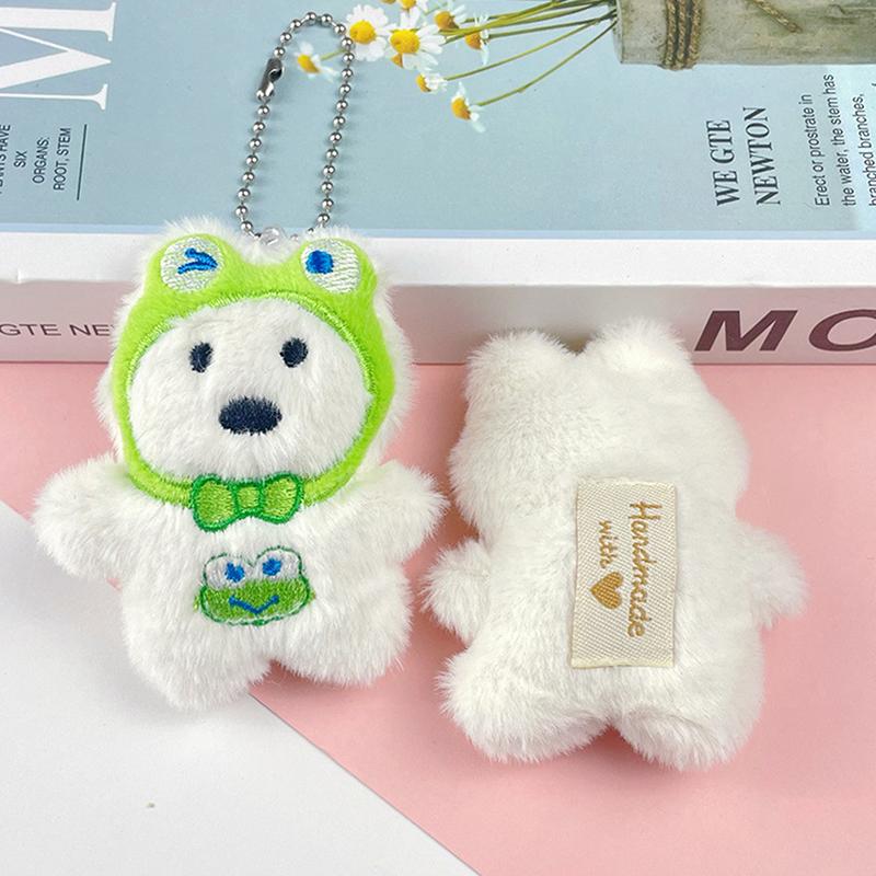 Cartoon  West Highland Puppy Plush Doll Headset Puppy Keychain Bag Pendant Charms Car Keyring Accessories For Women Kids Gift