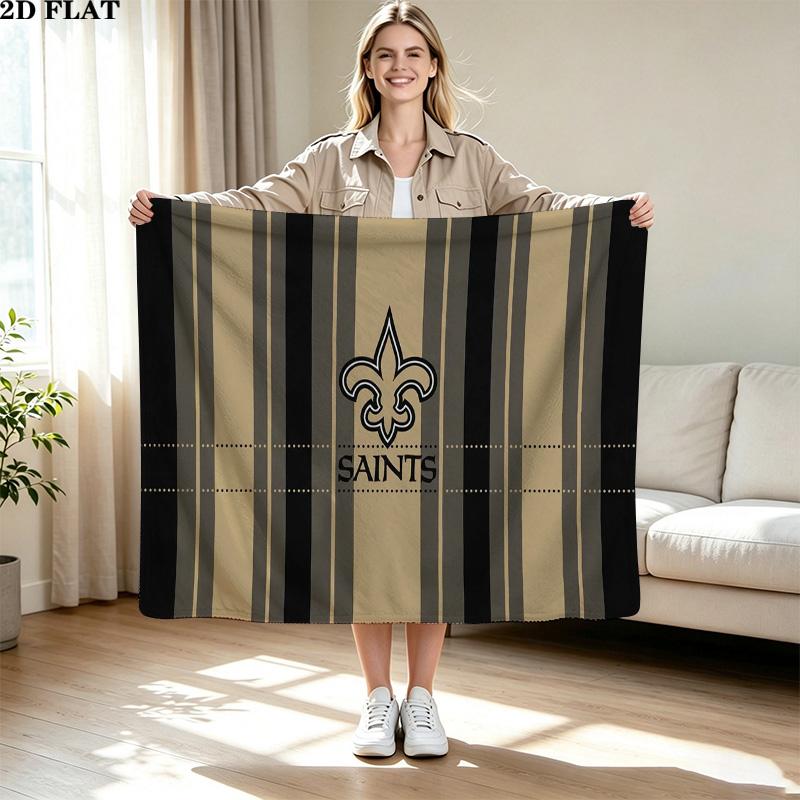 New Orleans Saints Logo Print Flannel Blanket High Quality Warm Comfortable Cover for All Seasons Perfect for Gifts Home Decor