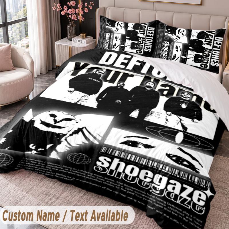 Custom Name Text 3Pcs Bedding Set Deftones Duvet Cover And Two Pillowcases