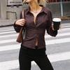 Mode Chemise Rayée Coupe Ajustée pour Femme Manches Longues Blouse Élégante Col de Chemise Bureau Décontracté Hauts Courts Simples Simples Printemps Été Streetwear Vêtements de Base