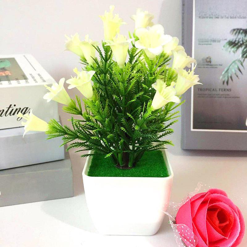 Lily Simulated Bonsai Potted Plant Arrangement For Living Room Or Workspace