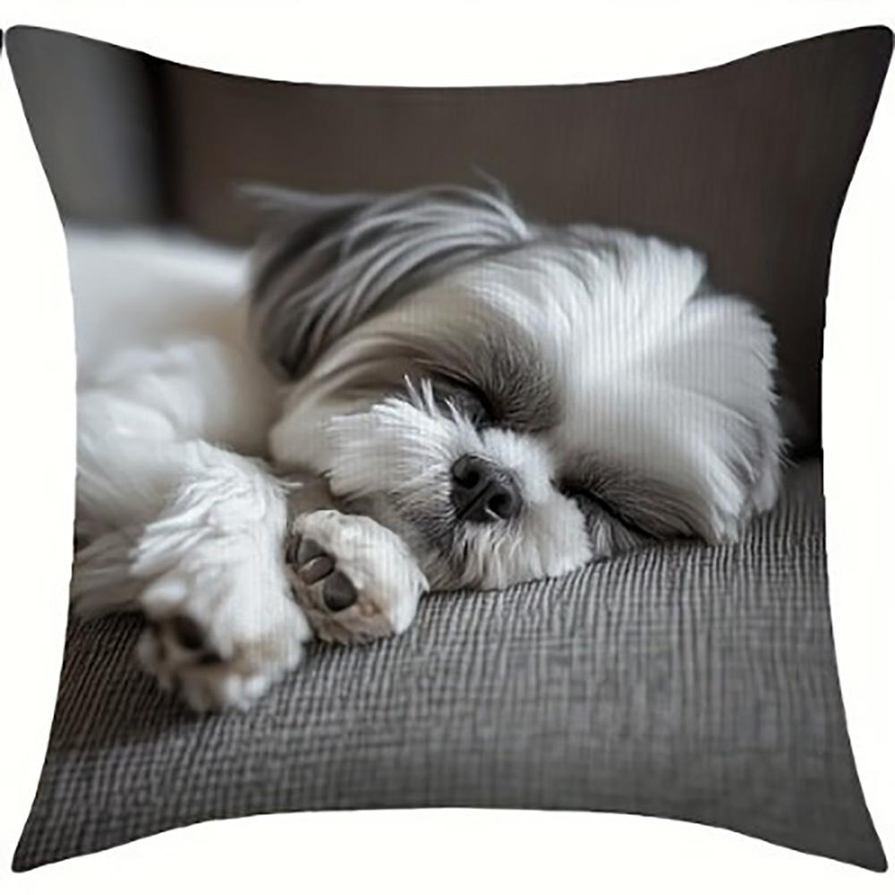 1/4pcs Cute Shih Tzu Sleeping Pattern Pillowcases Sofa Cushion Cover Home Bedroom Room Decoration