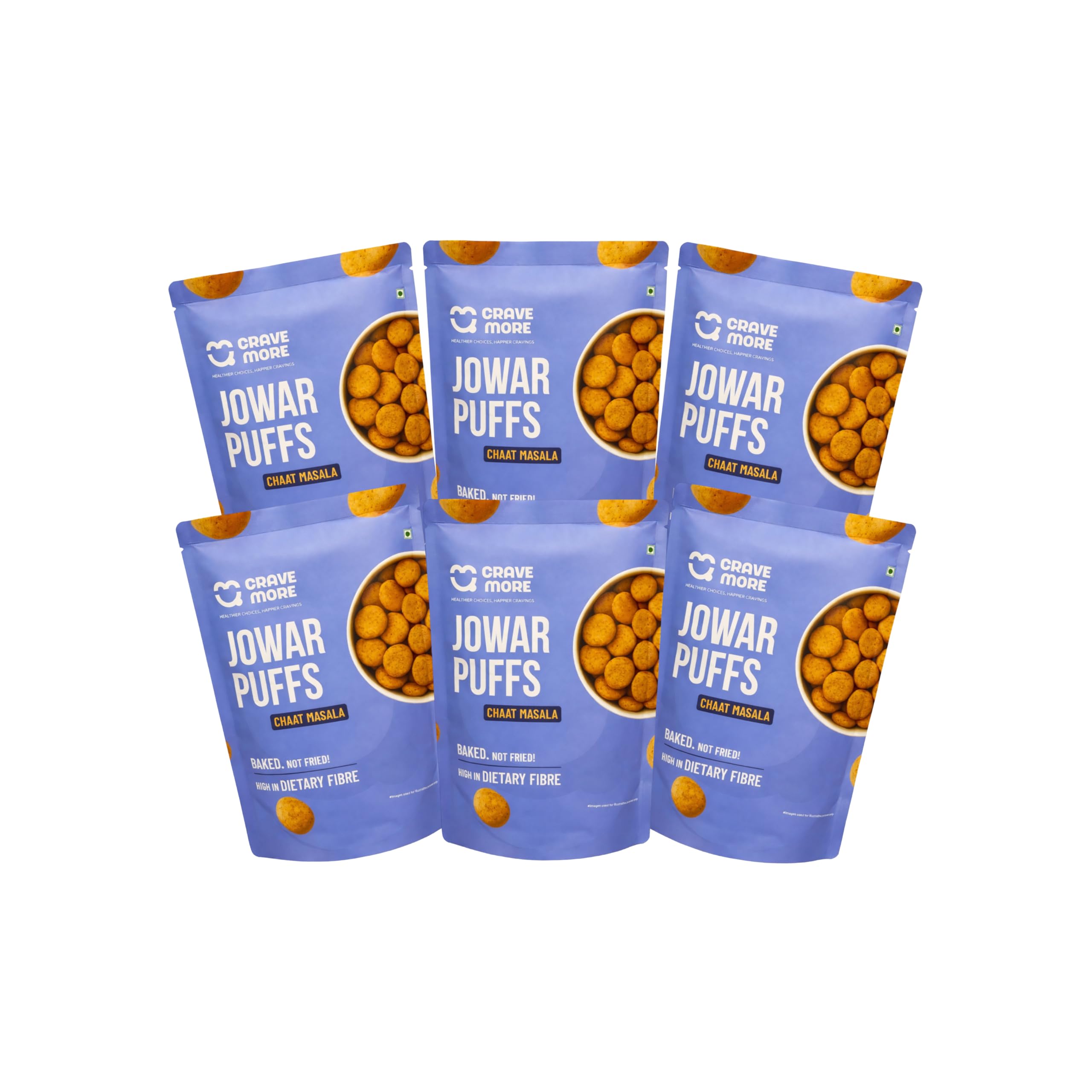 

CRAVE MORE Jowar Puffs | Chaat Masala Flavour | Baked Not, Fried Snack | Gluten Free | High Dietary Fibre | No Maida, No Palm Oil | Zero Choleste