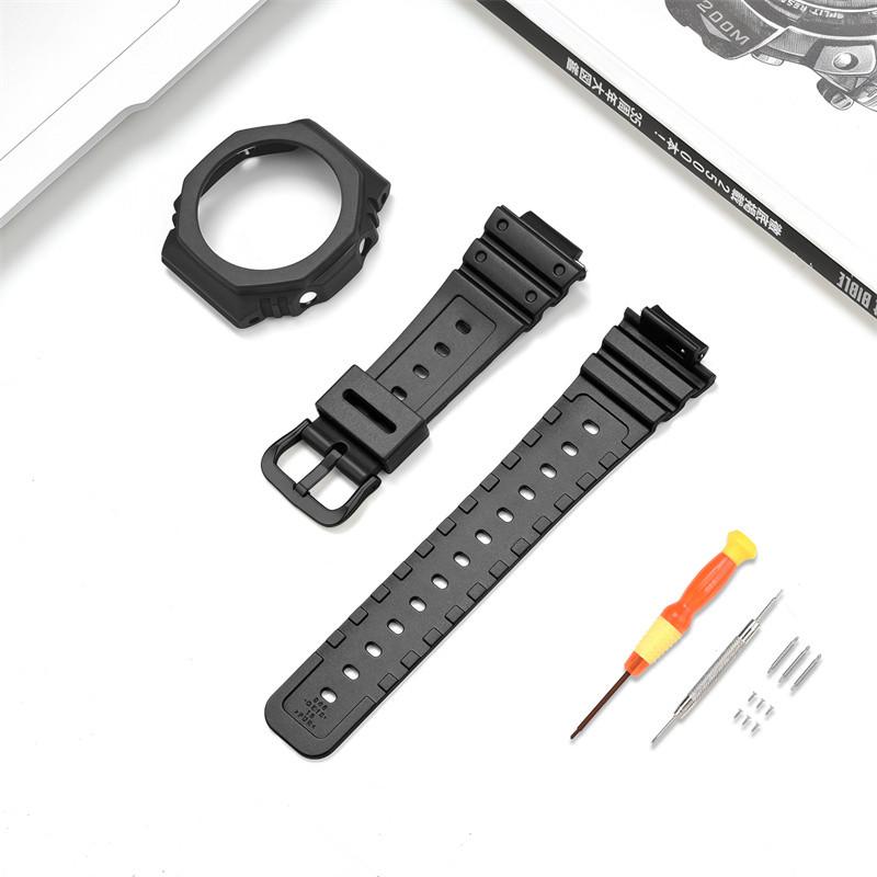 

Для Casio G-SHOCK Octagon Farm Oak GA-2100 TPU Refit прозрачный ремешок для часов корпус силиконовый ремешок для часов ga2100 мужской браслет