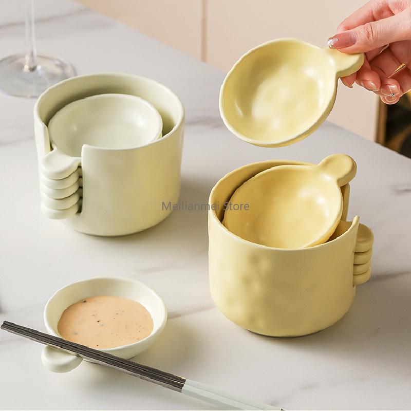Rundes Gewürzschälchen-Set Unregelmäßiges Aufbewahrungsschälchen-Set Nordisch Hot Pot Saucen-Dip-Schälchen Essigschälchen Küchensauce Honigspender