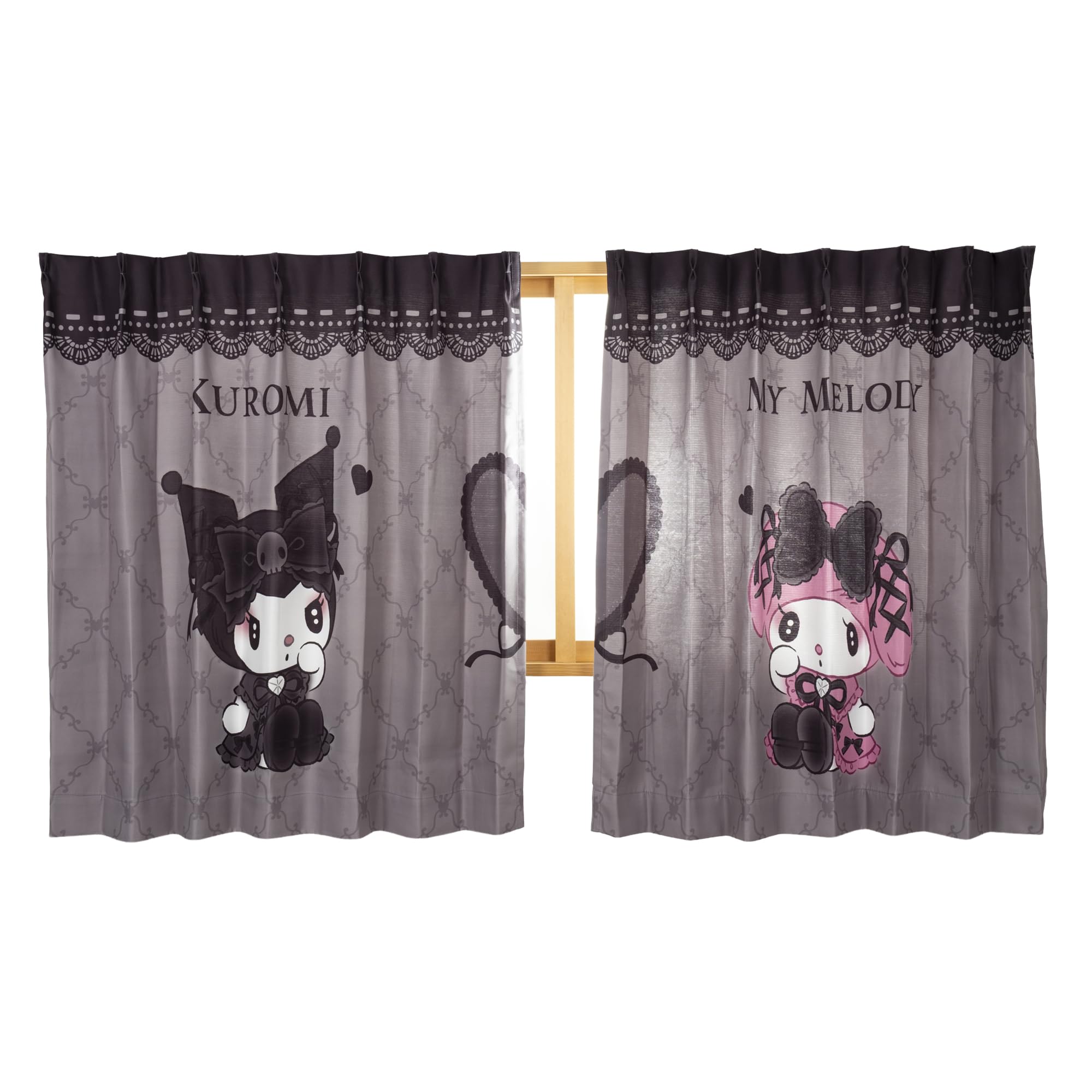 

MORIPiLO Sanrio Blackout Curtains My Melody Kuromi Pattern Connecting Single Picture Art 100cm x 110cm Length Set Washable Cute Goods sanrio Midnight