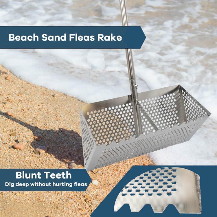Sand-Sieb aus Edelstahl, faltbares Strand-Haifischzahn-Sieb, Sandkrabbenfalle