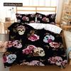 Skull Duvet Cover Set Butterfly Pattern Dark Purple Background King Queen Size For Kids Boys Girls Bedding Set With Pillowcases