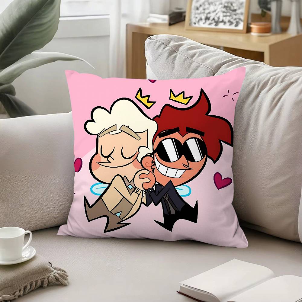 TV Cool W-Good Omens-S Pillow Case Cushion Cover Soft Cute Throw Pillow Case For Car Sofa Pillowcase Polyester With Zipper