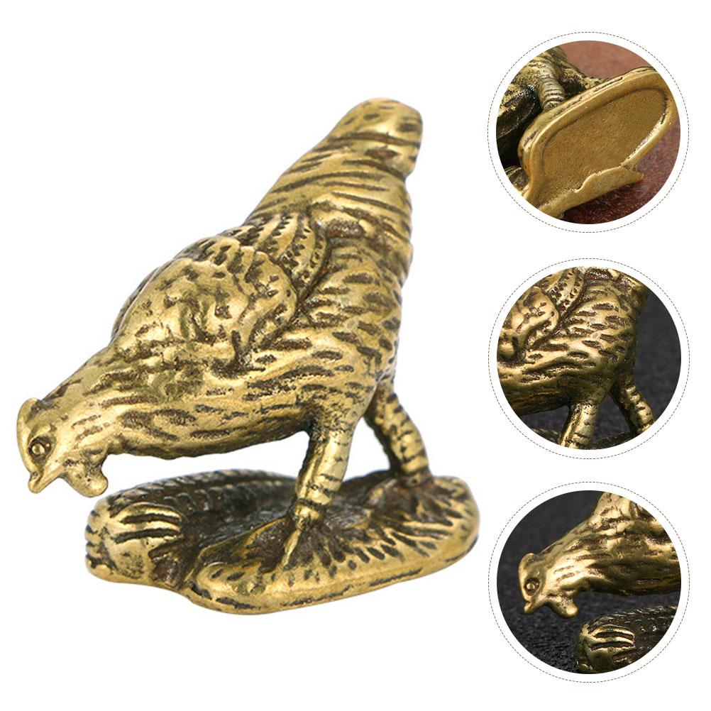 Messing Chinesischer Tierkreis Hahn Tierfigur Kreative Statue Retro Dekoration Statuen