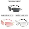 Futuristic Metal Sunglasses With Uv400 Protection For Outdoor Parties And Travel