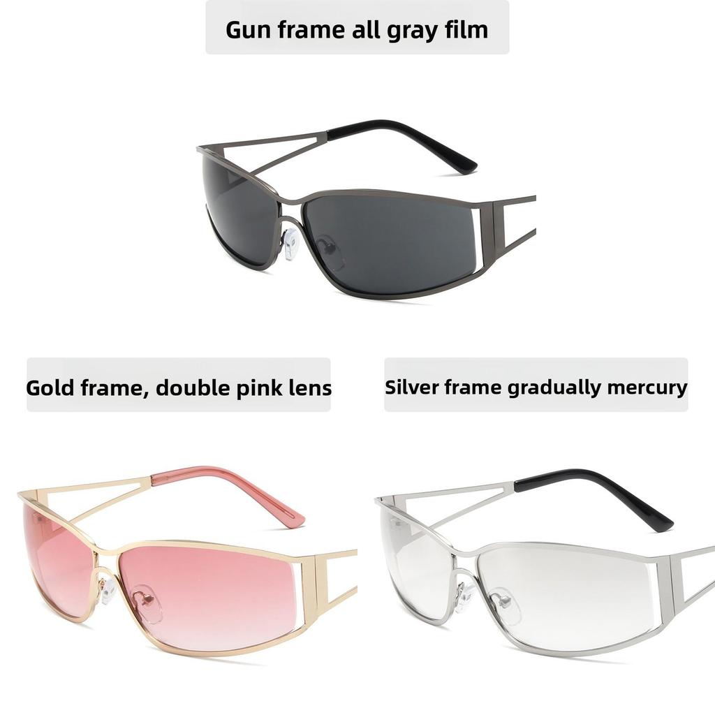 Futuristic Metal Sunglasses With Uv400 Protection For Outdoor Parties And Travel